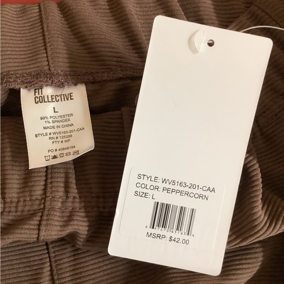 Fit Collective Size Large Brown Ribbed Jogger Pants. New With Tags. - Picture 6 of 6